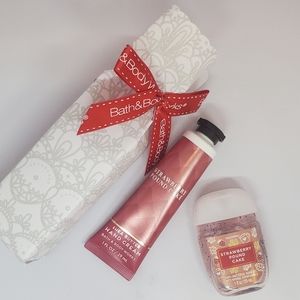 NEW Bath and Body Works Strawberry Pound Cake Hand Cream and PocketBac set of 2